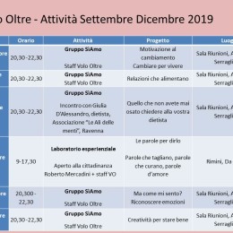 Calendario attività Volo Oltre settembre – dicembre 2019
